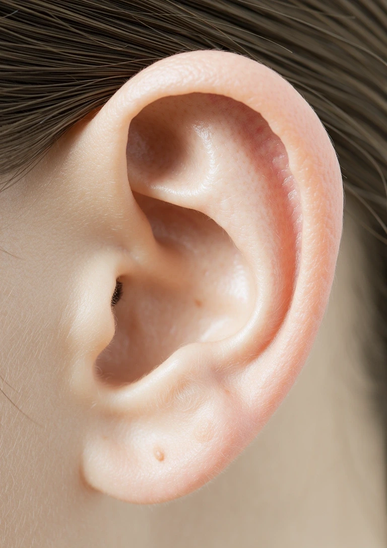 Detailed view of human ear anatomy in soft light